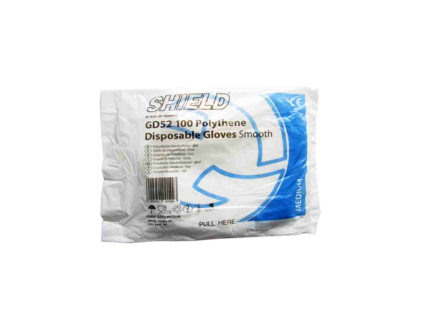 Shield Polythene Disposable Gloves Smooth (100)