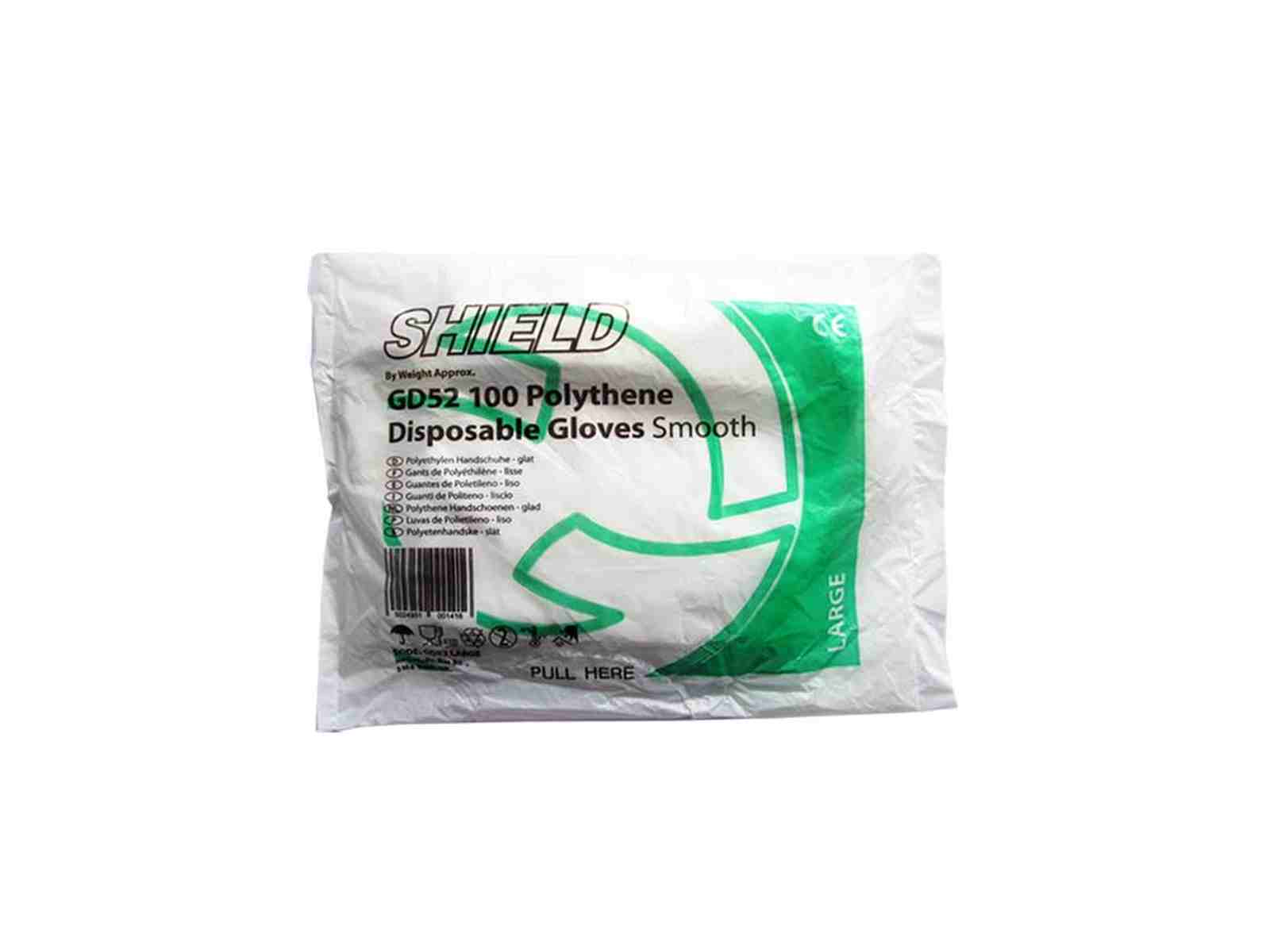 Shield Polythene Disposable Gloves Smooth (100)